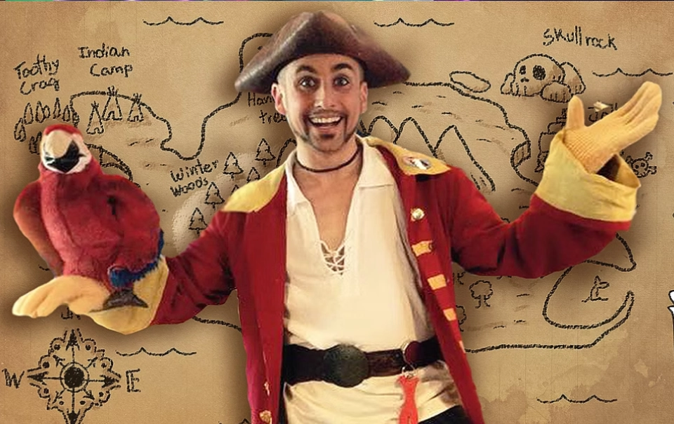 Captain Clumsy pirate themed children's magic show for birthday parties